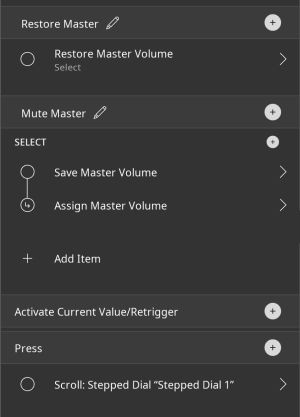 Setup of a dial to toggle the master volume